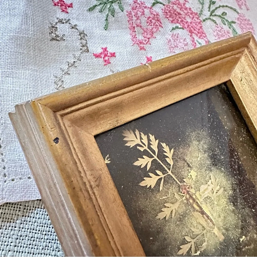 Vintage Botanical Shadow Box Frame – Gold Wood, 4.5” Square - Picture 8 of 8
